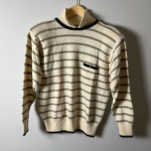 Vintage Liz Claiborne Sweater Womens Small Striped Merino Wool Pullover 90s